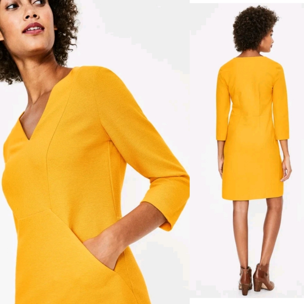Boden Yellow Shift Dress With Pockets Size 6R New With Tag